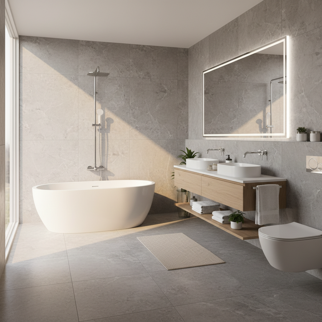 Realistische foto passend bij Badkamerinrichting: creëer uw droomruimte met GROHE voor website SEO-